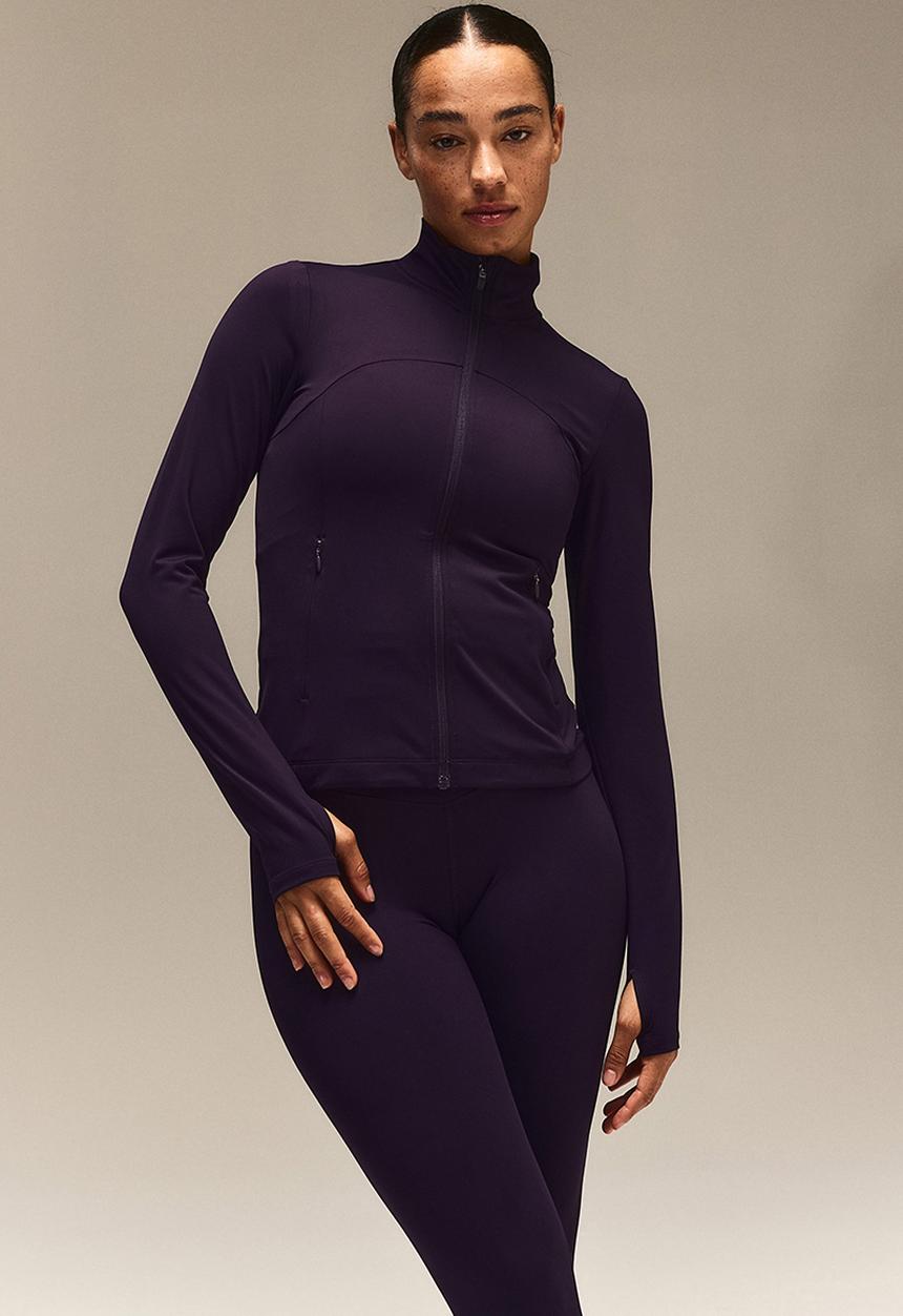 H&M - Softmove™ zip-through sports top - dark plum 