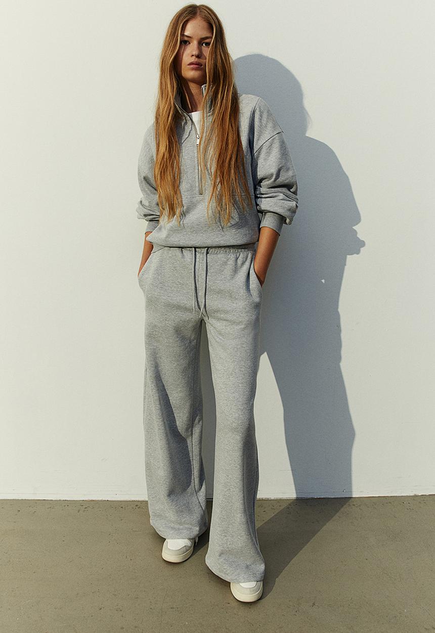 H&M - Wide joggers - light grey marl