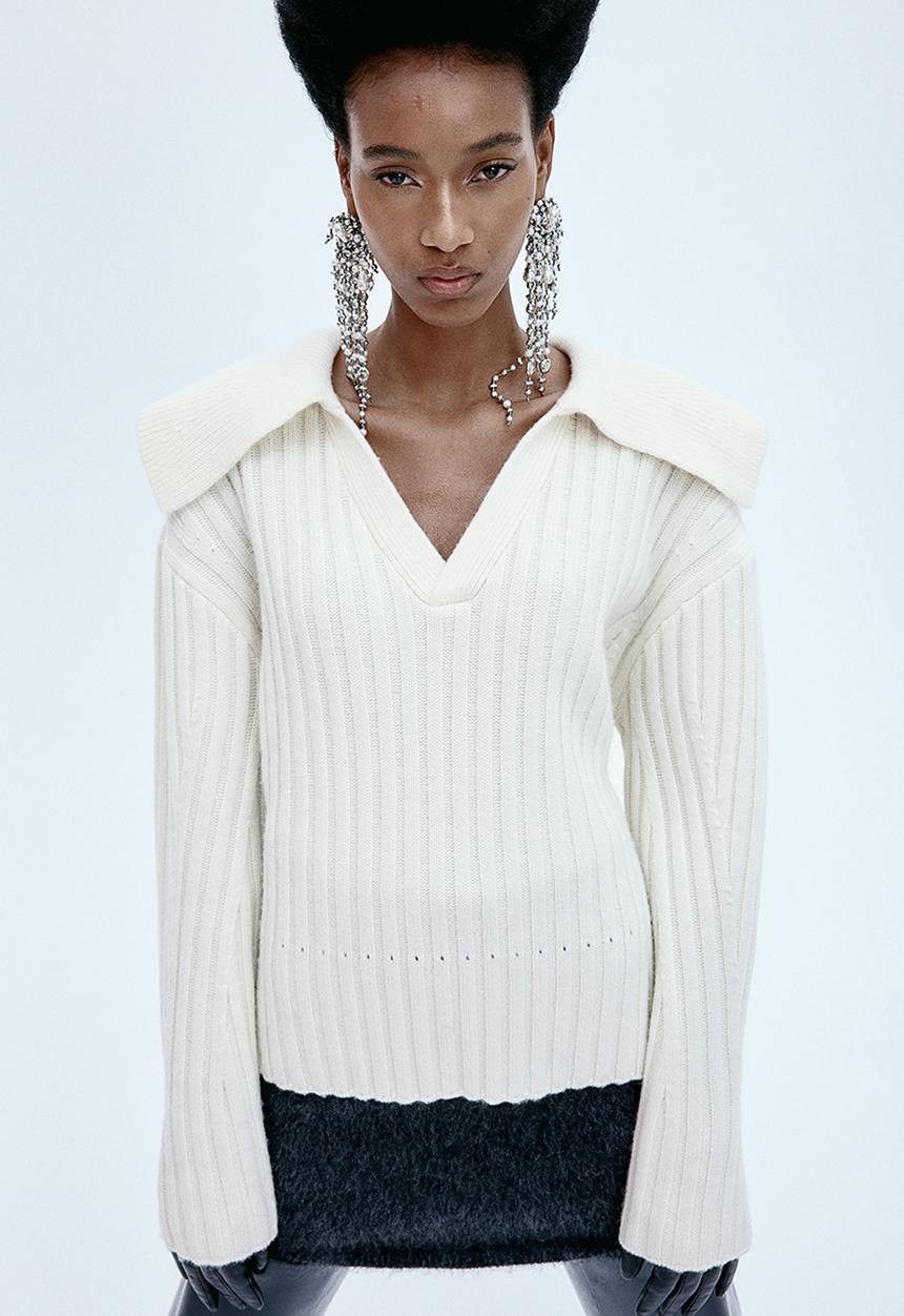 H&M - Collared wool jumper - cream