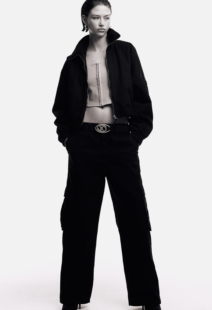 H&M - Twill cargo trousers - black
