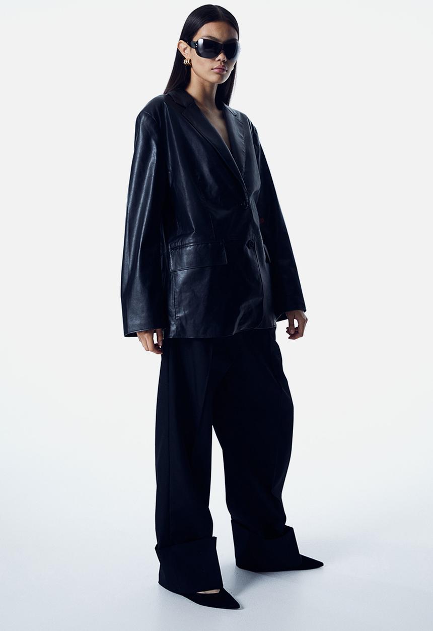 H&M - Oversized coated blazer - black