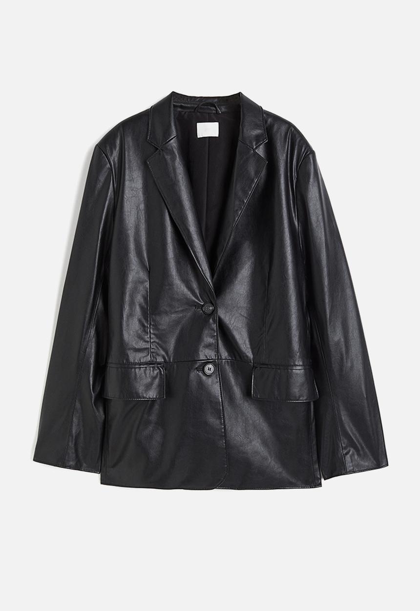 H&M - Oversized coated blazer - black