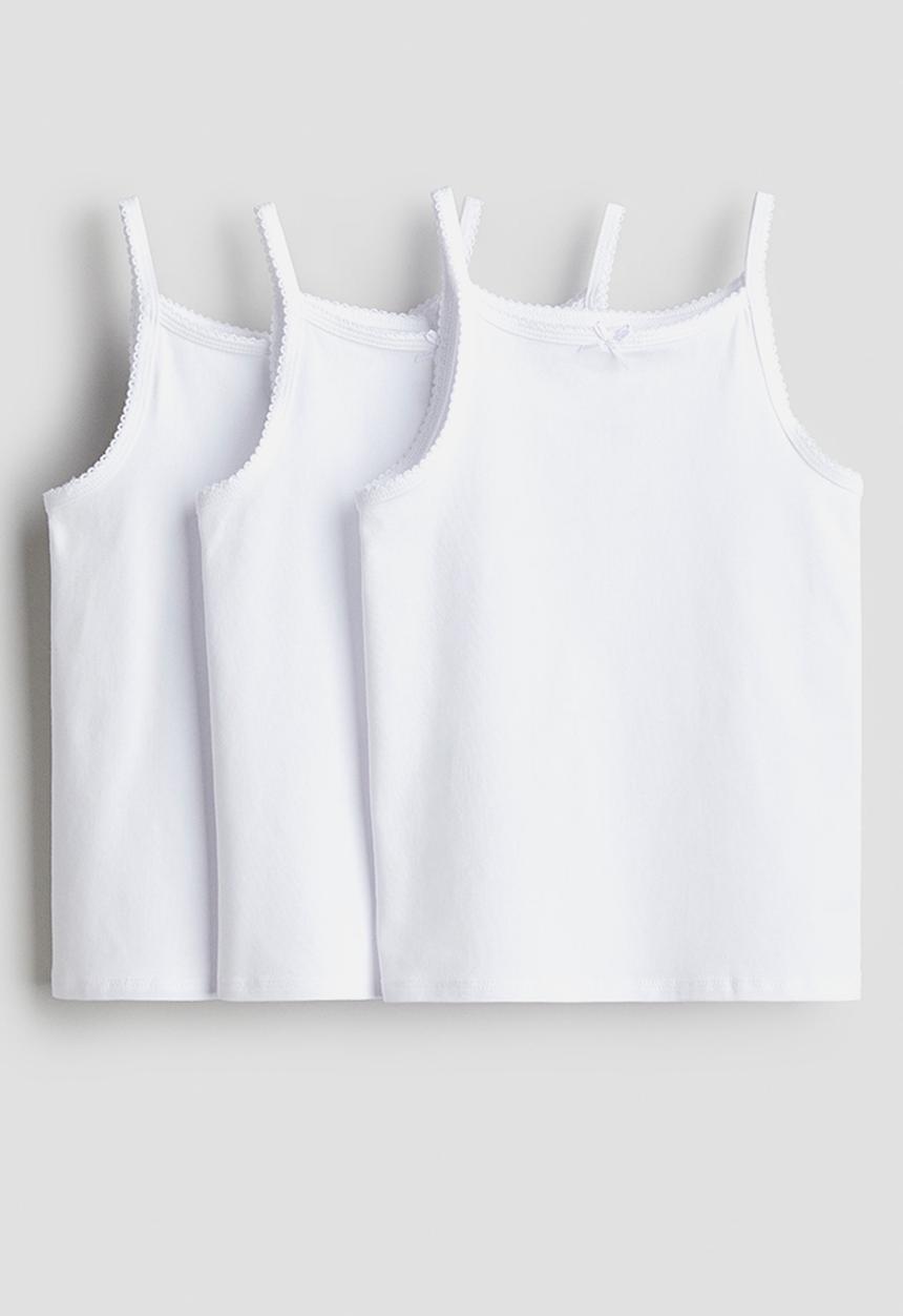 H&M - 3-pack jersey vest tops - white