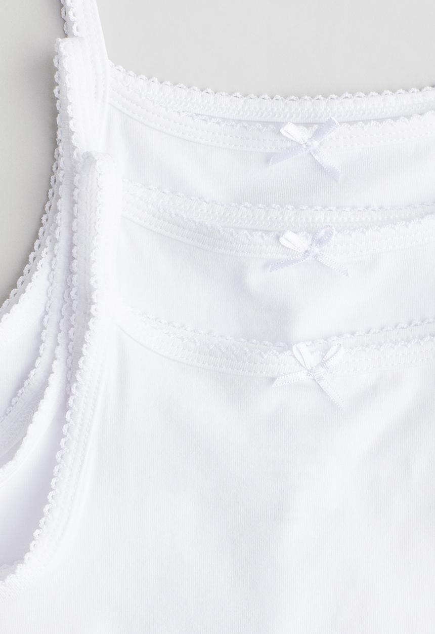 H&M - 3-pack jersey vest tops - white