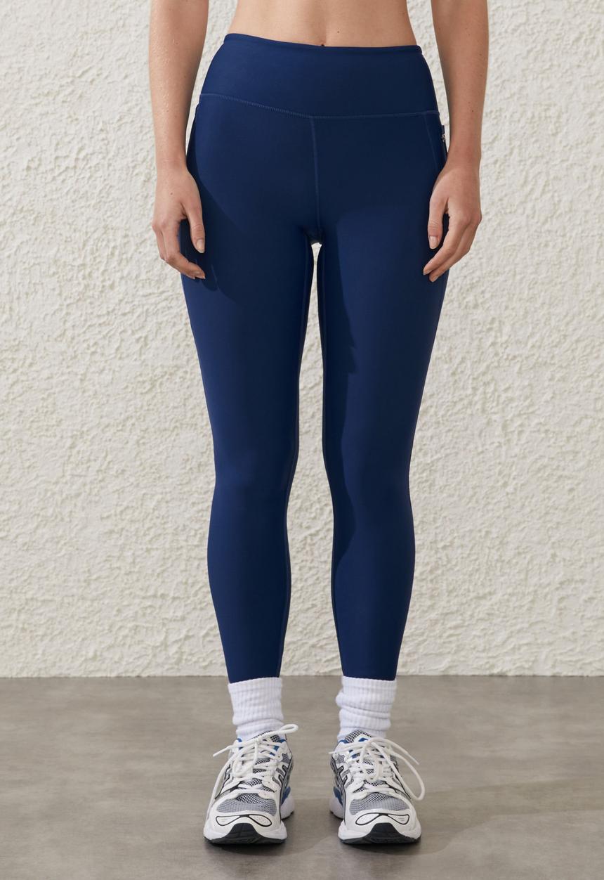 Cotton On - Fleece Lined Full Length Tight - Navy Peony