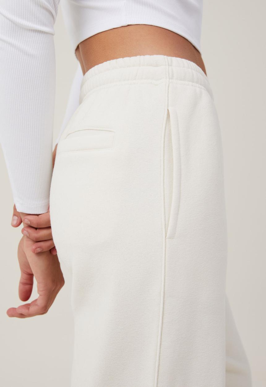 Cotton On - Plush Essential Straight Leg Trackpant - Coconut Milk