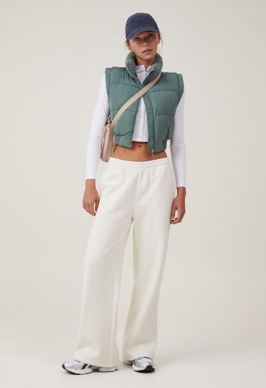 Cotton On - Plush Essential Straight Leg Trackpant - Coconut Milk