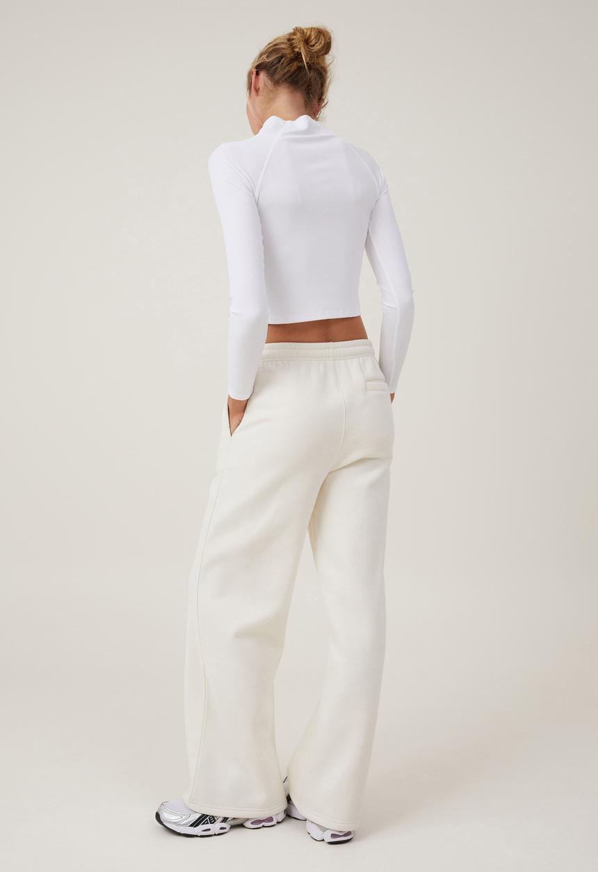 Cotton On - Plush Essential Straight Leg Trackpant - Coconut Milk