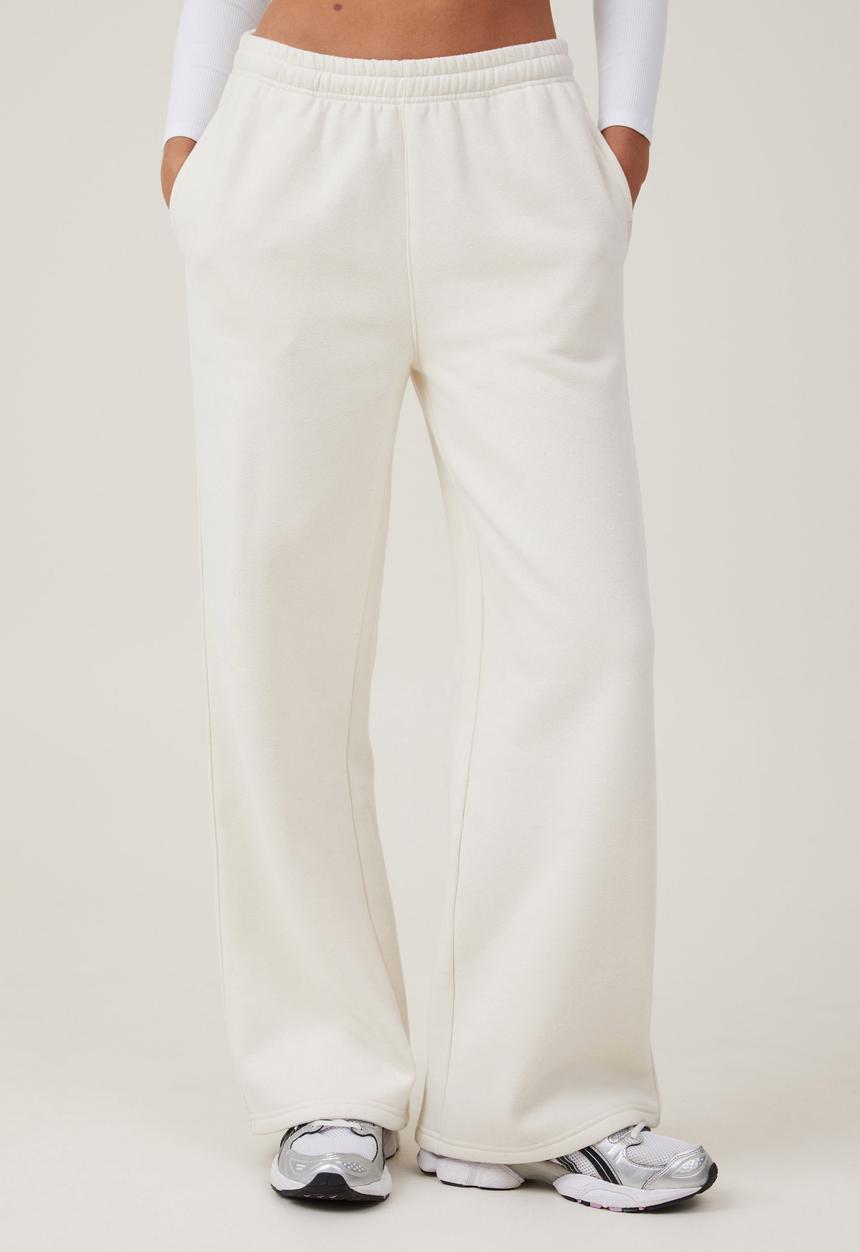 Cotton On - Plush Essential Straight Leg Trackpant - Coconut Milk