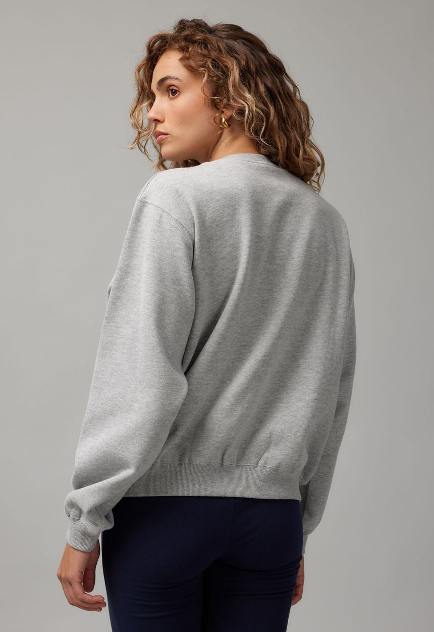 Factorie - Graphic Crew Sweater - Grey Marle/NYC