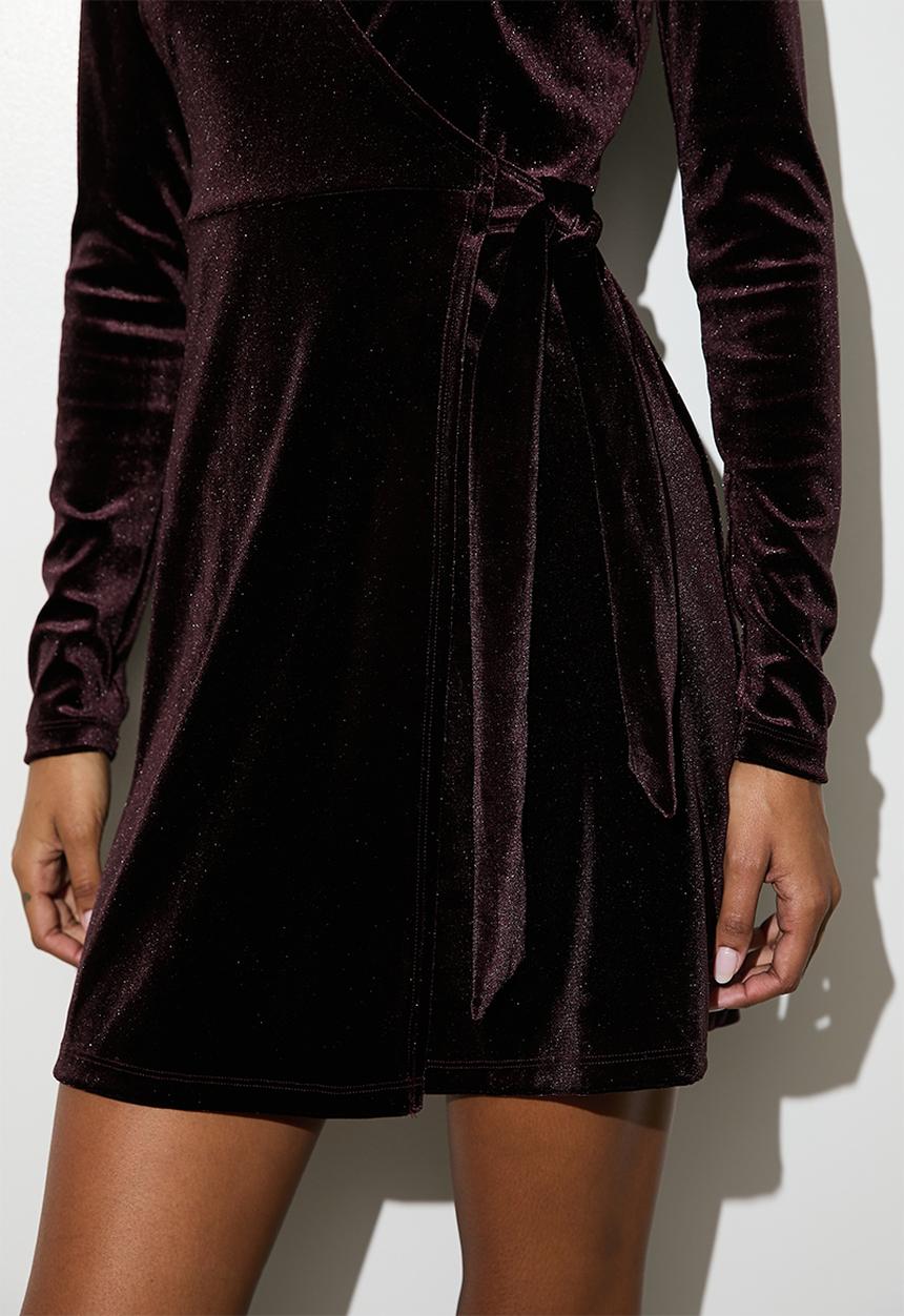 VELVET - Velour wrap mini - purple 