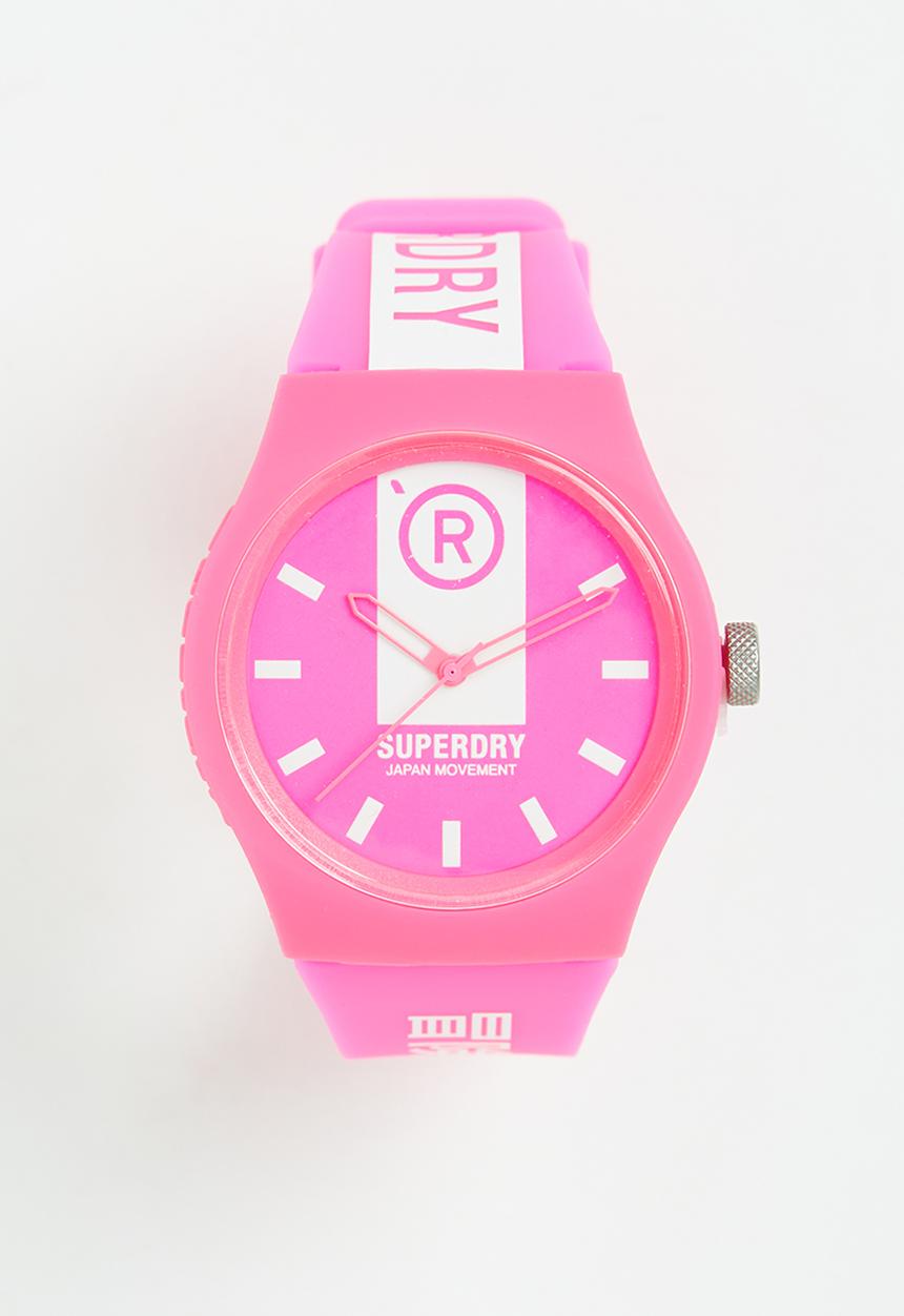 Superdry. - Superdry silicone watch - pink/white