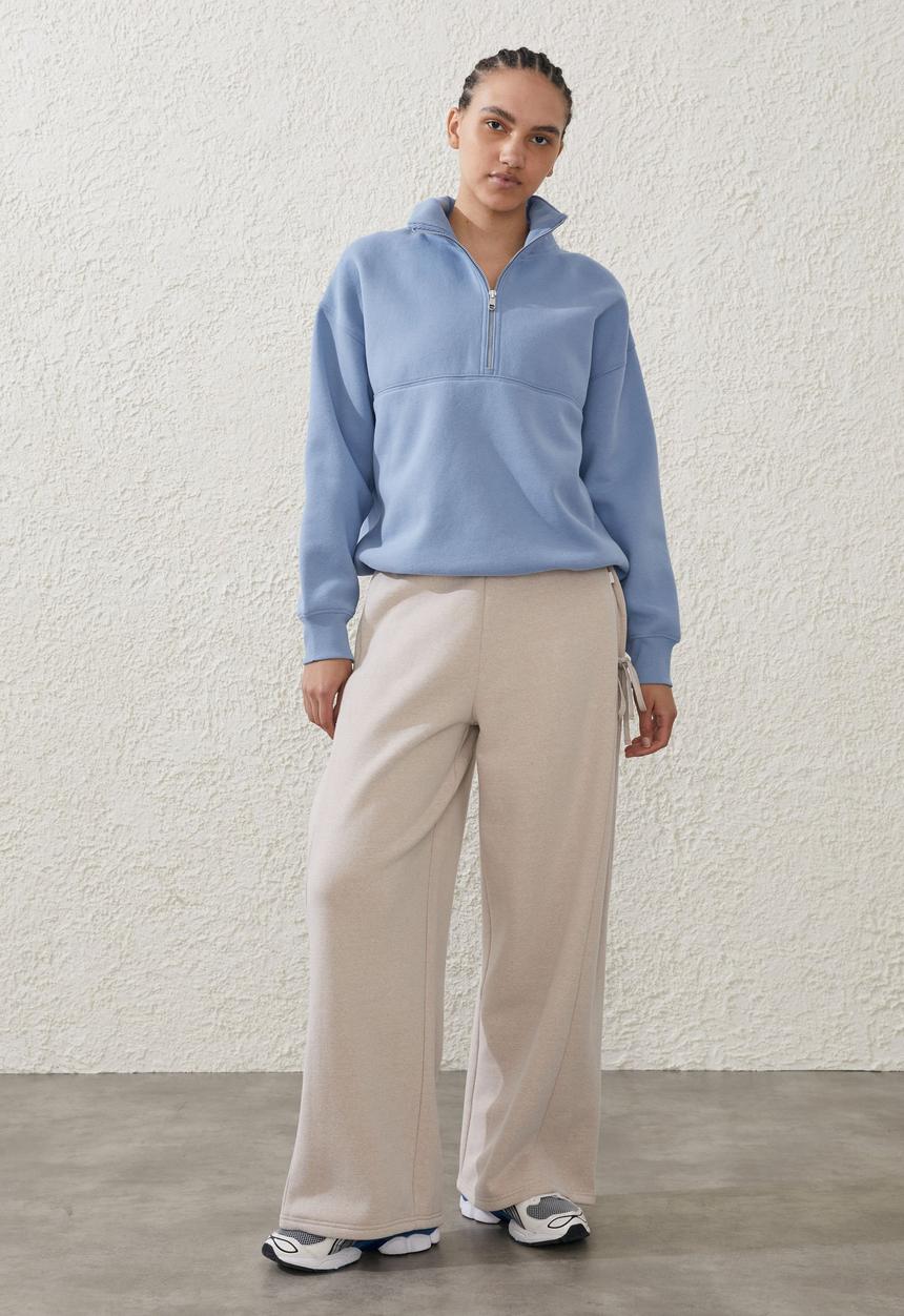 Cotton On - Plush Essential Half Zip Jumper - Forever Blue
