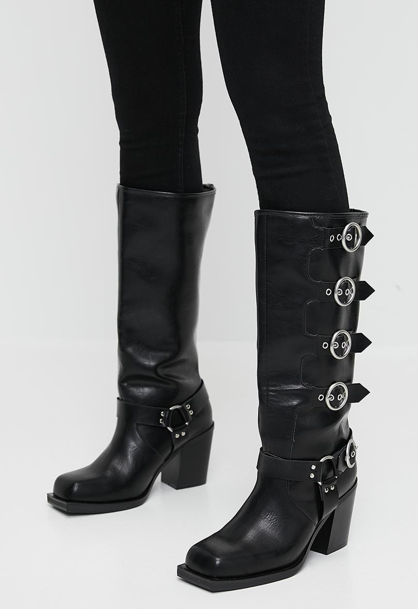 Public Desire - Fetish buckle detail boot - black