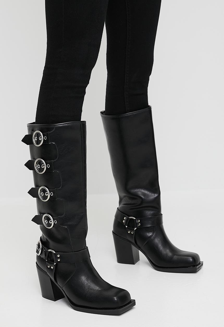 Public Desire - Fetish buckle detail boot - black