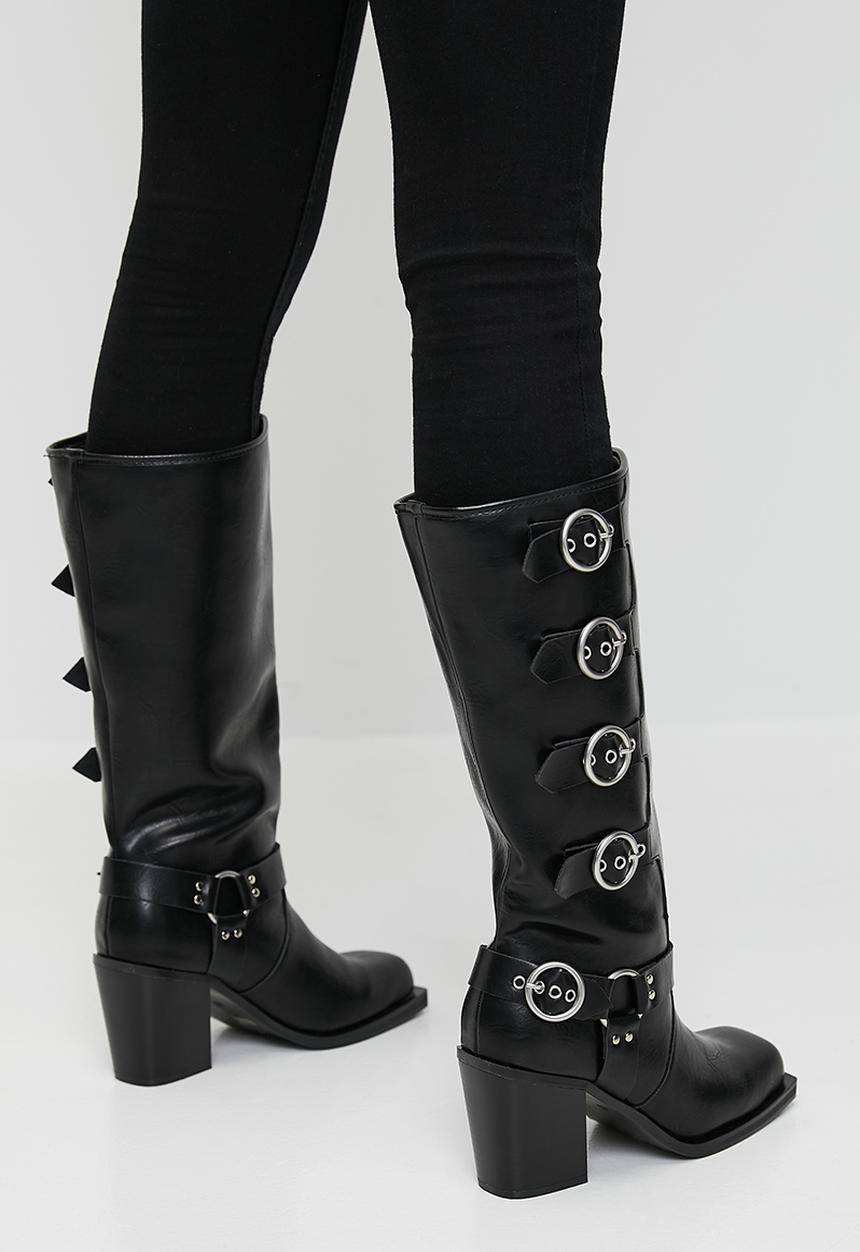 Public Desire - Fetish buckle detail boot - black