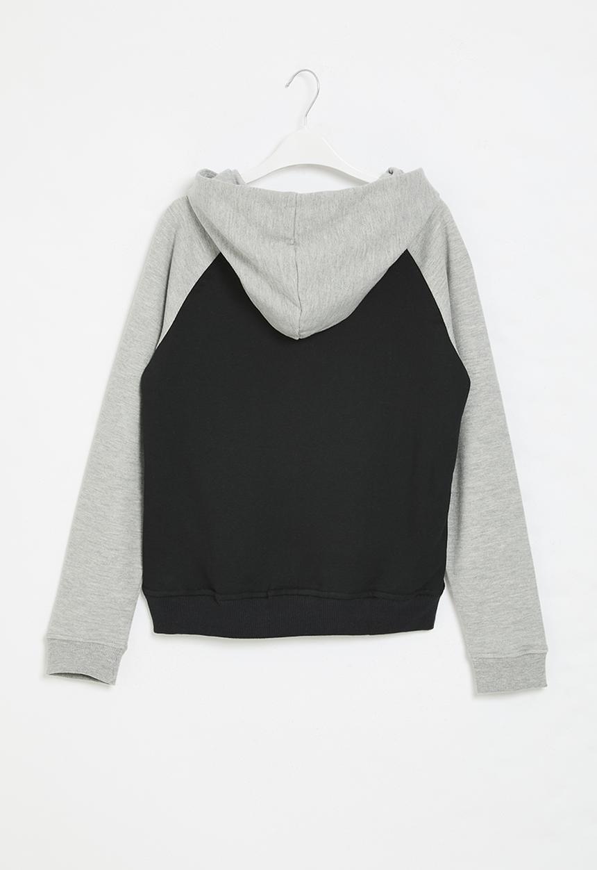 DC - Dc star pilot raglan ph boy hoodie - black & grey heather