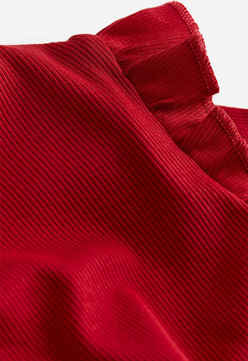 H&M - Flounce-trimmed ribbed top - red