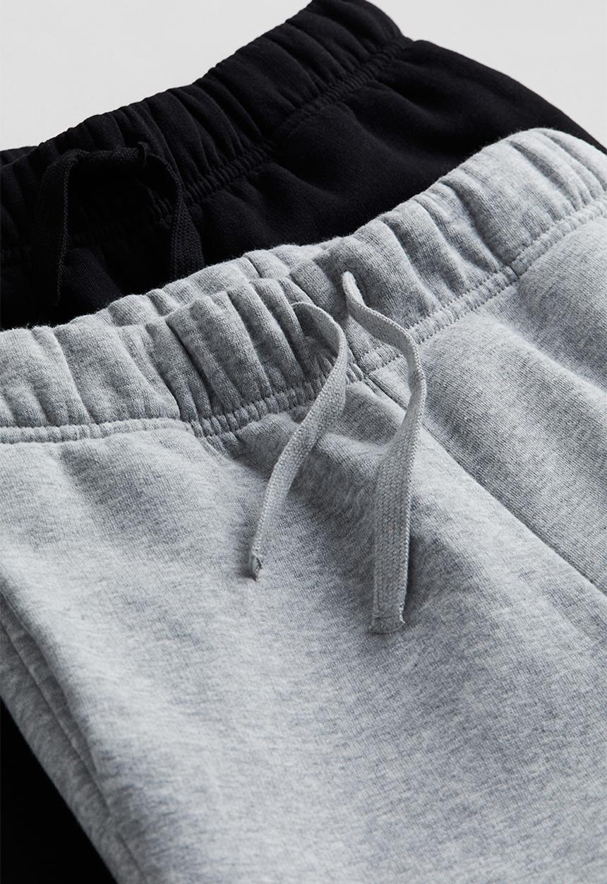 H&M - 2-Pack loose fit sweatshirt joggers - black light grey marl 
