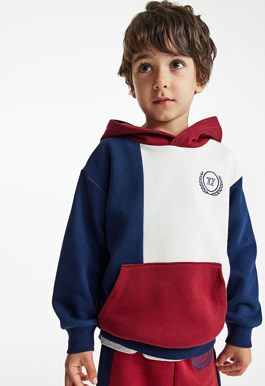 H&M - Printed hoodie - dark blue block-coloured 