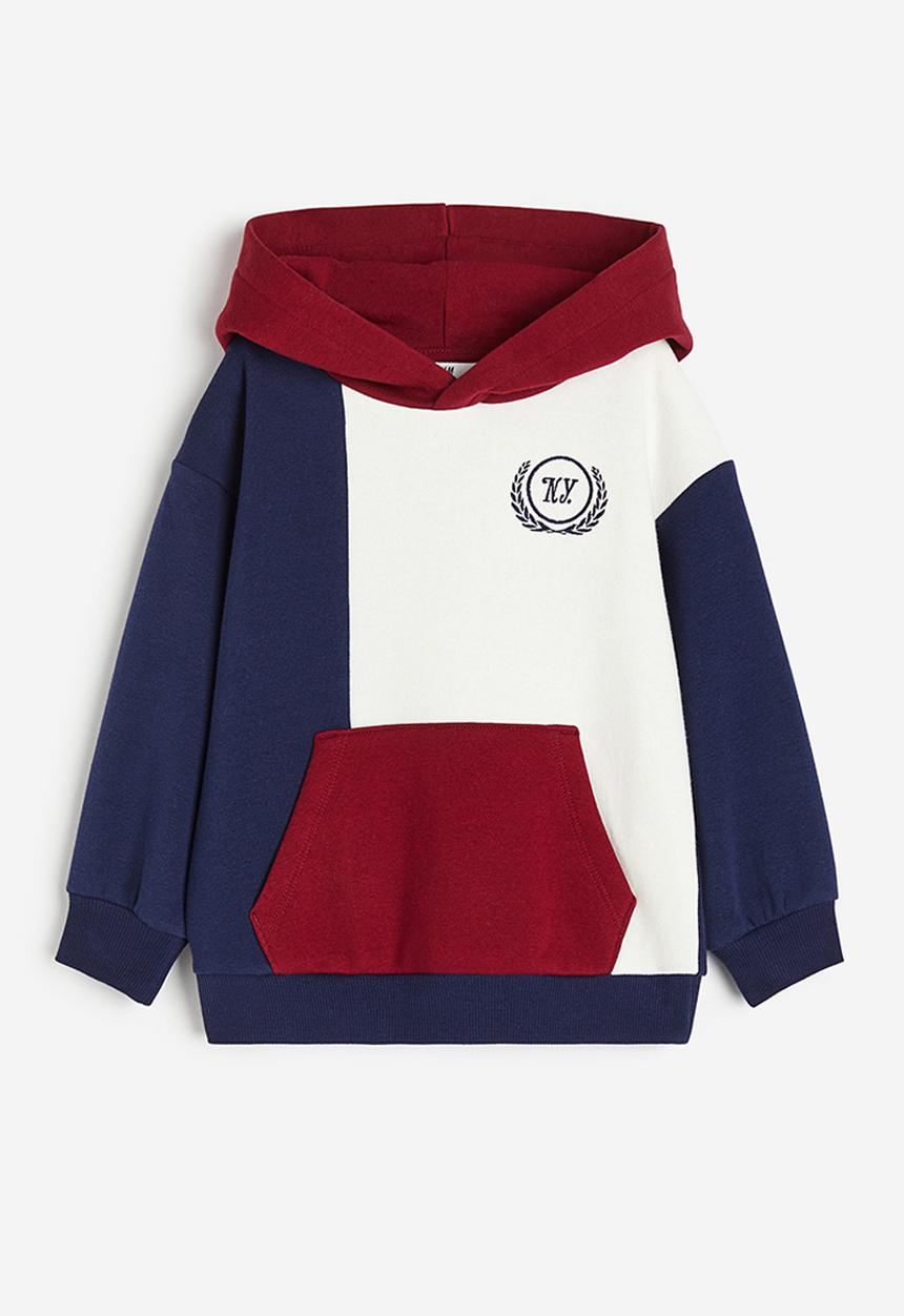 H&M - Printed hoodie - dark blue block-coloured 