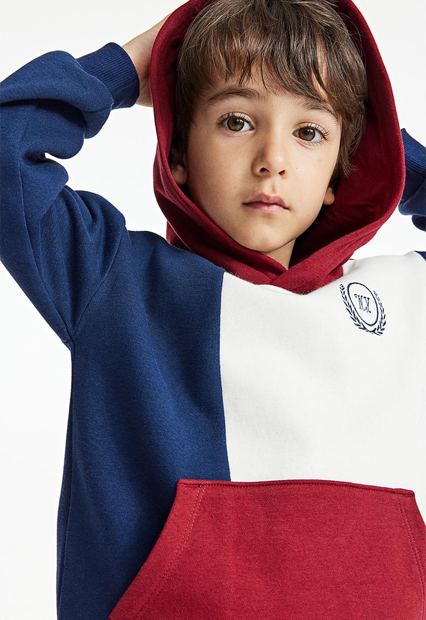 H&M - Printed hoodie - dark blue block-coloured 