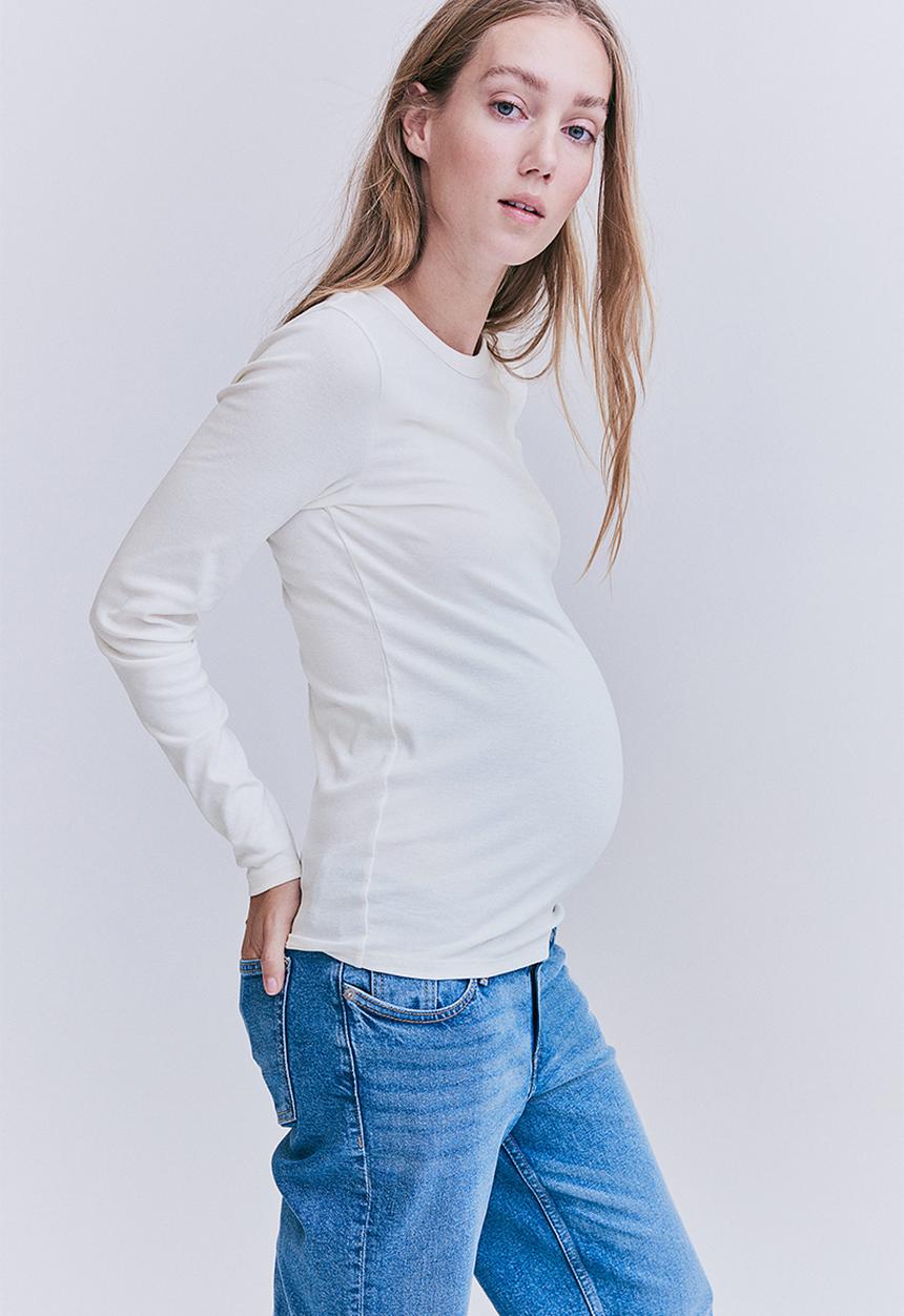 H&M - Mama ribbed jersey top - white