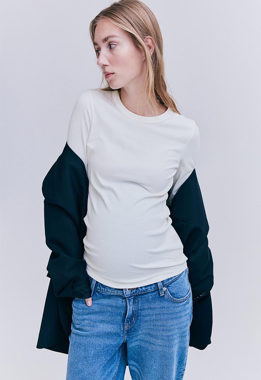 H&M - Mama ribbed jersey top - white