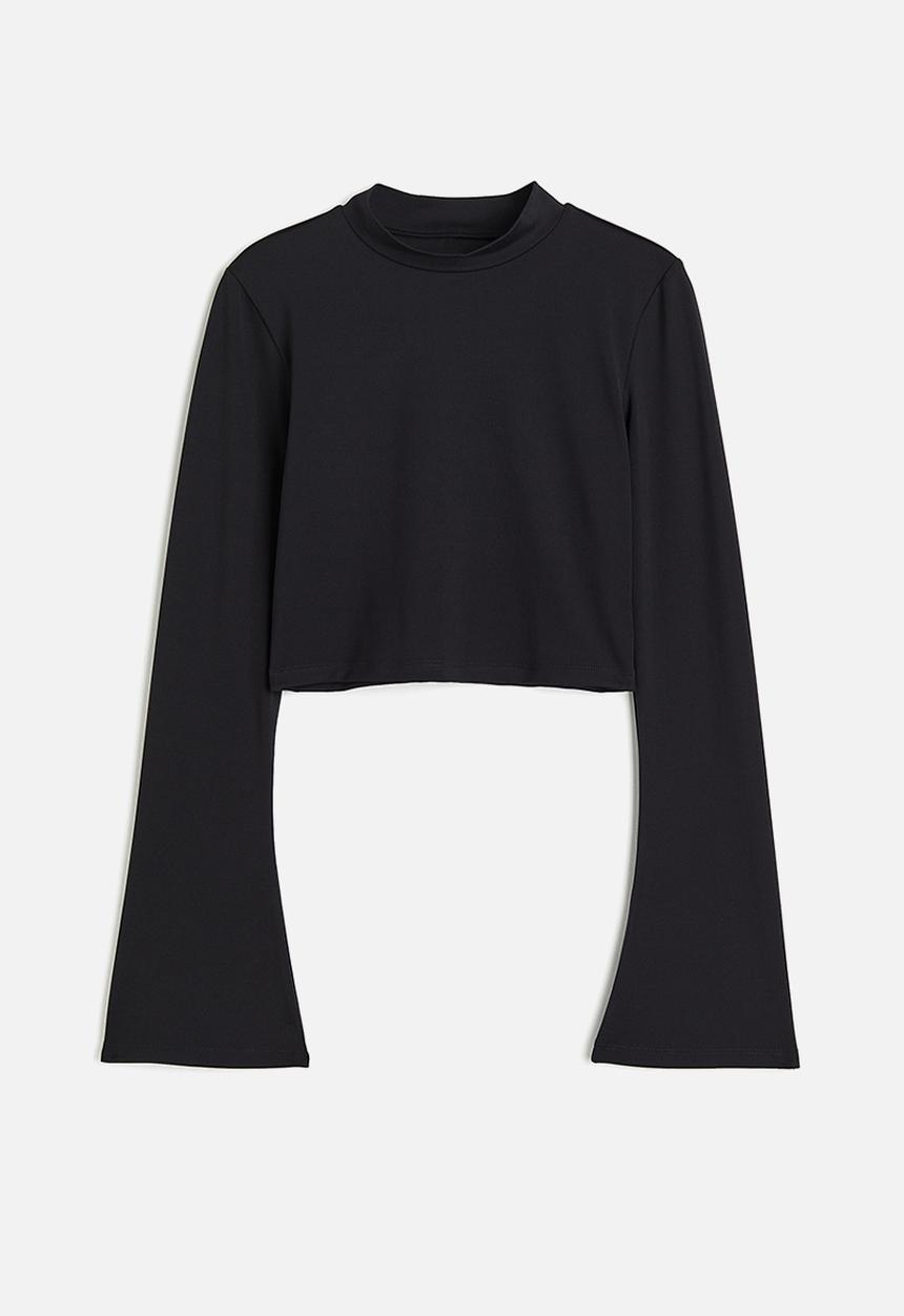H&M - Softmove™ cropped sports top - black