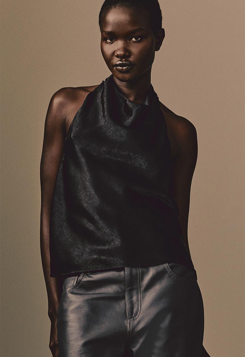 H&M - Satin halterneck top - black