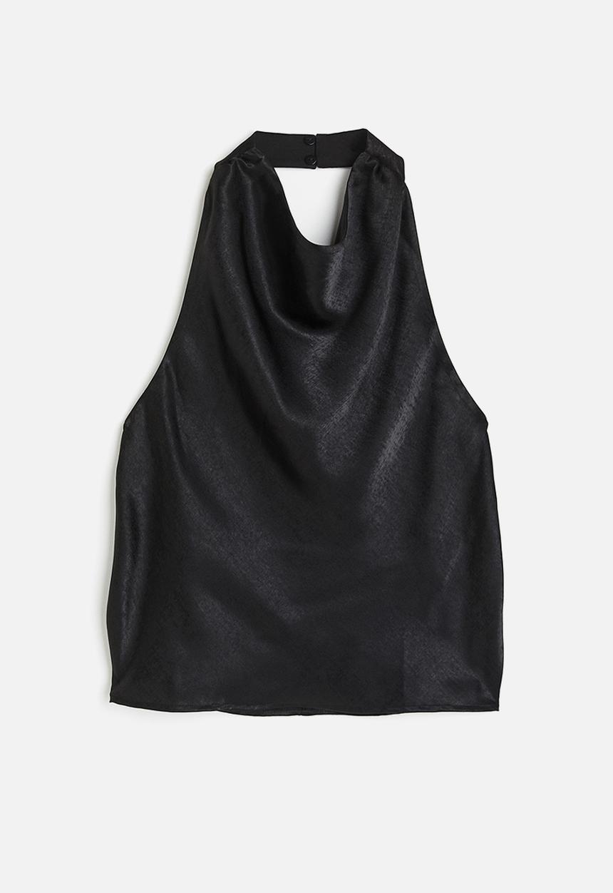 H&M - Satin halterneck top - black