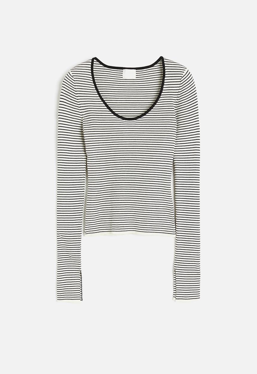 H&M - Rib-knit top - white multi