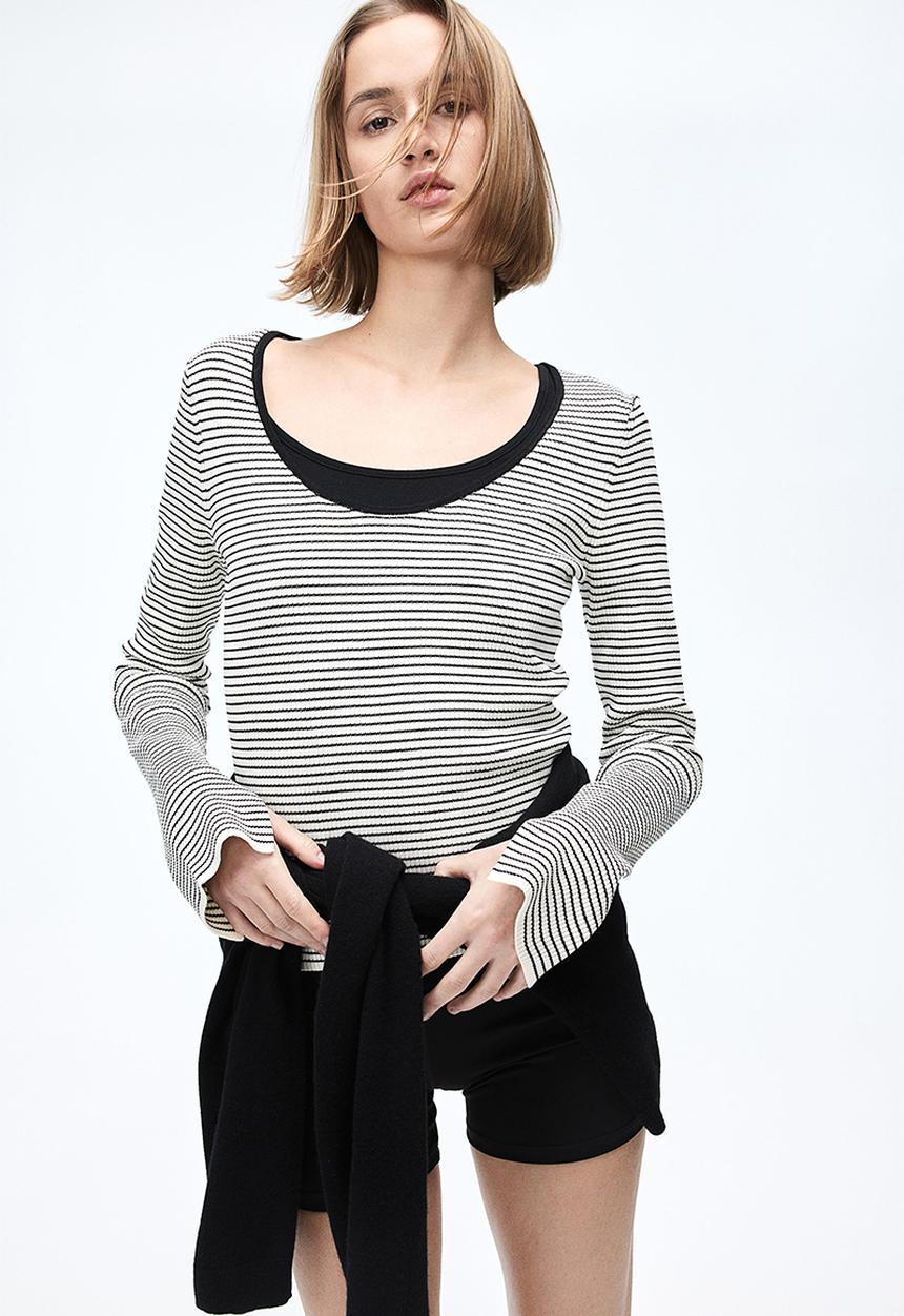 H&M - Rib-knit top - white multi