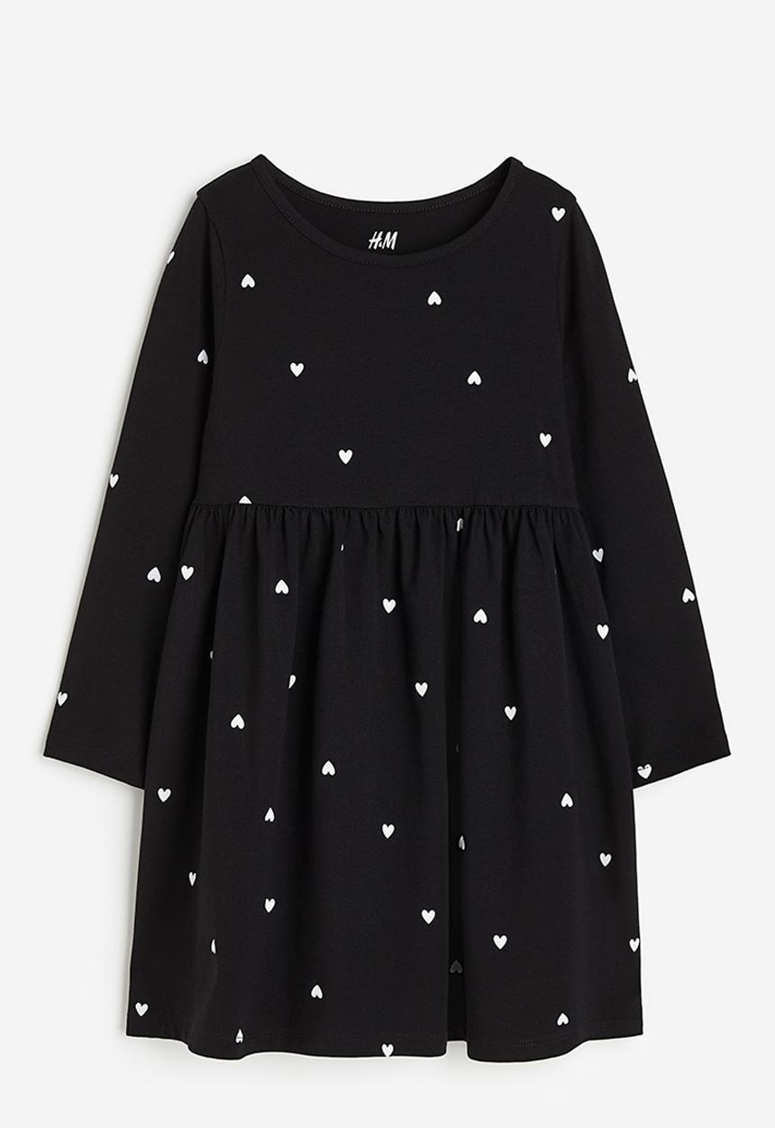 H&M - Patterned cotton dress - black hearts