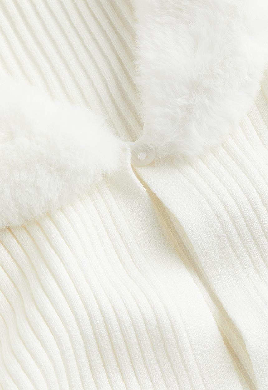 H&M - Fluffy-collared cardigan - white