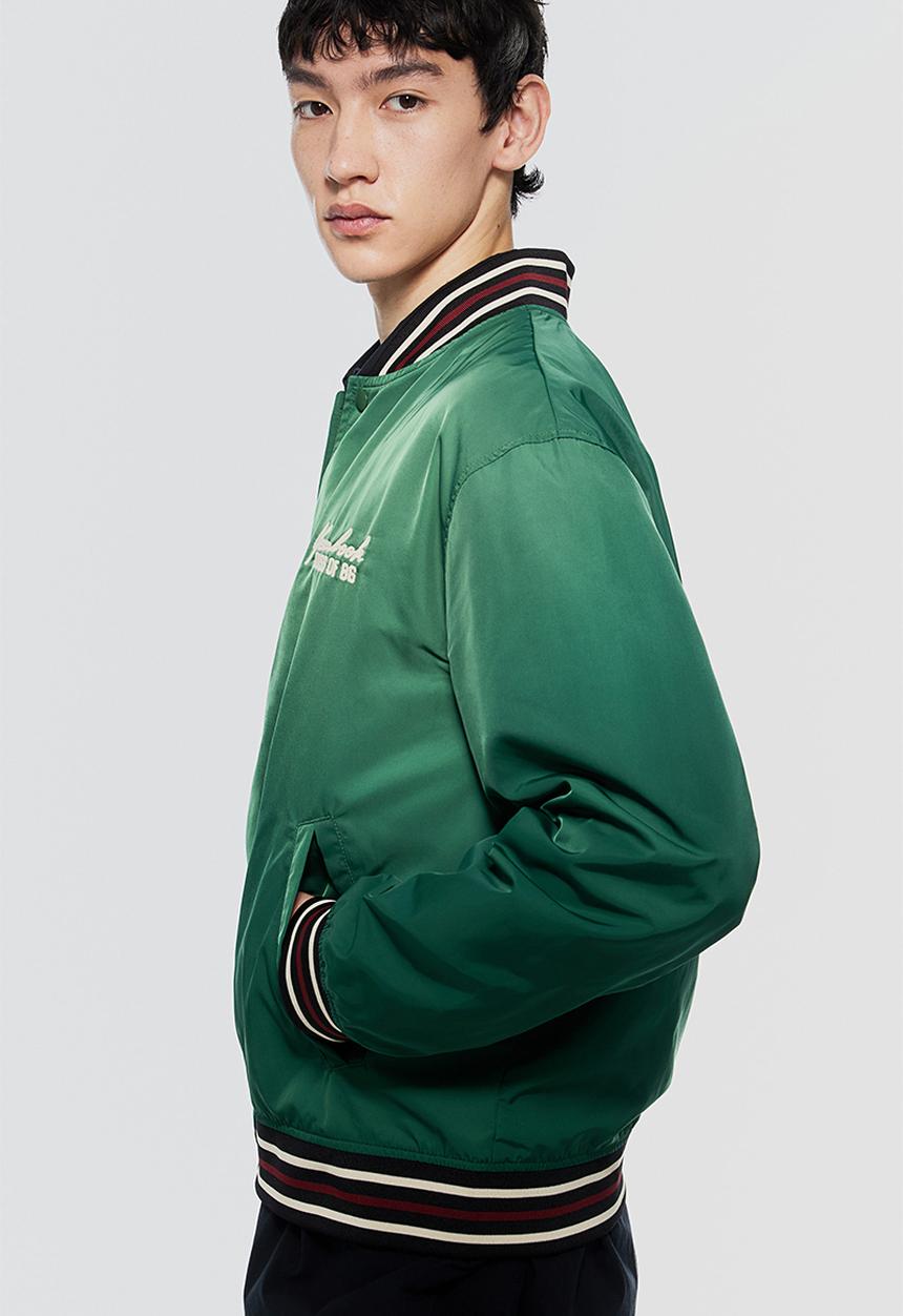 H&M - Regular fit satin baseball jacket - green, multi