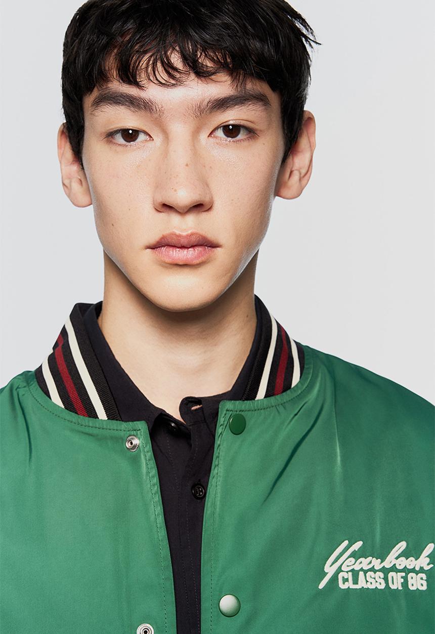 H&M - Regular fit satin baseball jacket - green, multi