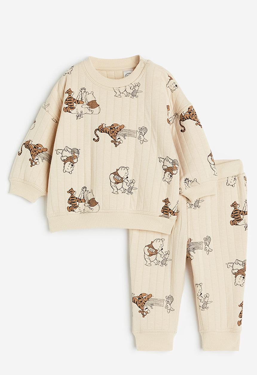 H&M - 2-Piece patterned sweatshirt set - beige