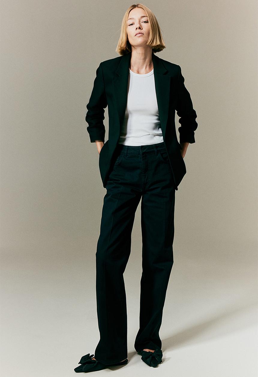 H&M - Gathered-sleeve blazer - black