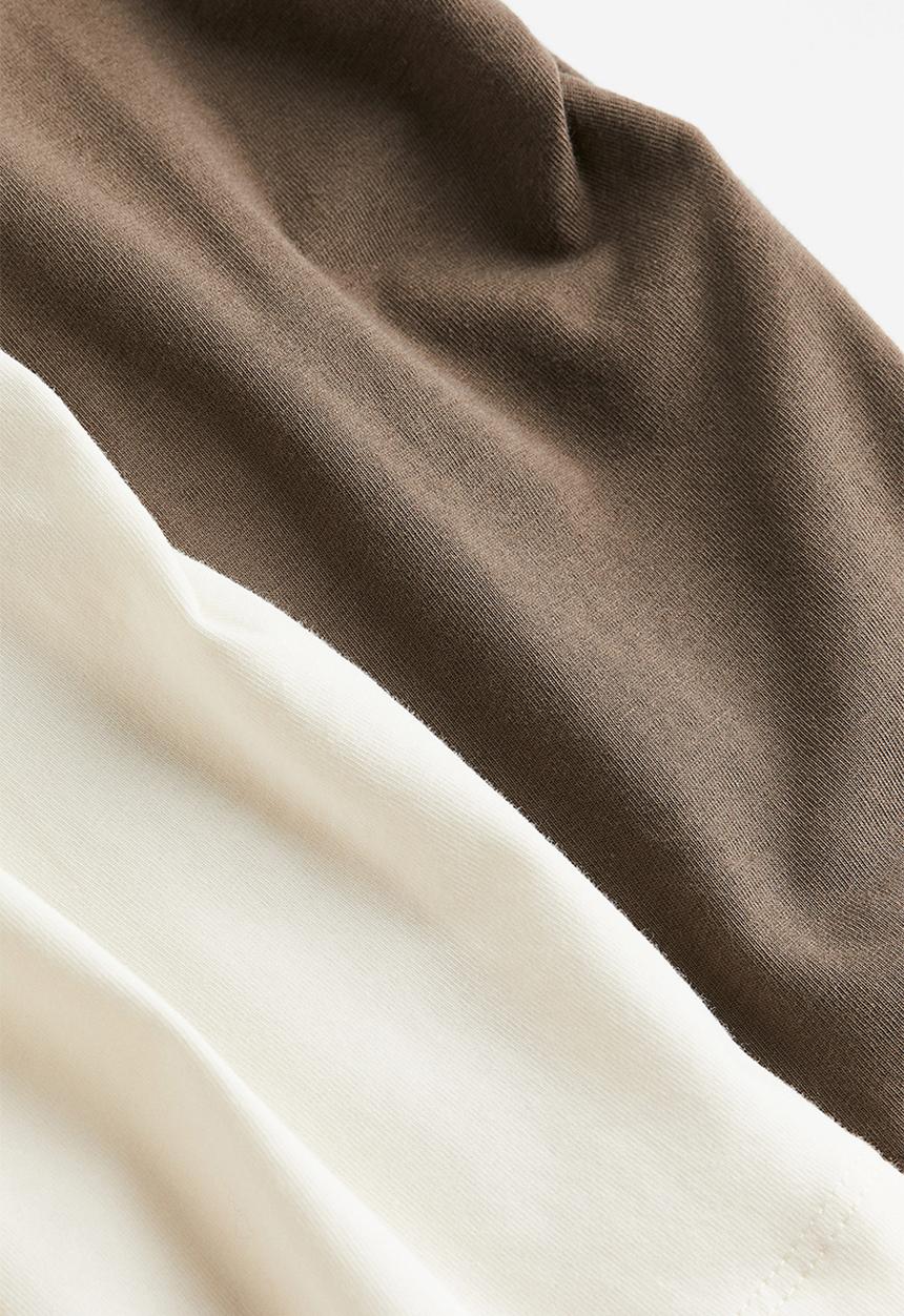 H&M - Mama 2-pack cotton tops - brown, white