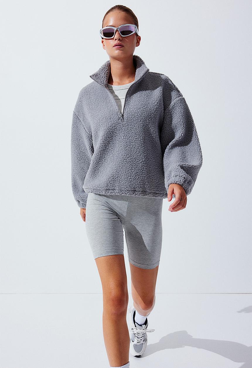 H&M - Zip-top teddy sweatshirt - grey