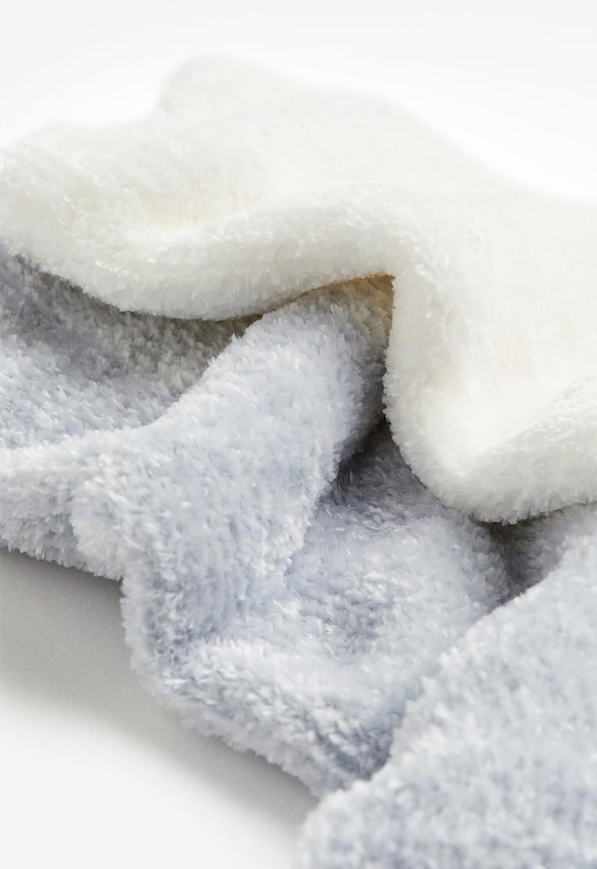 H&M - 2-pack chenille socks - blue, white