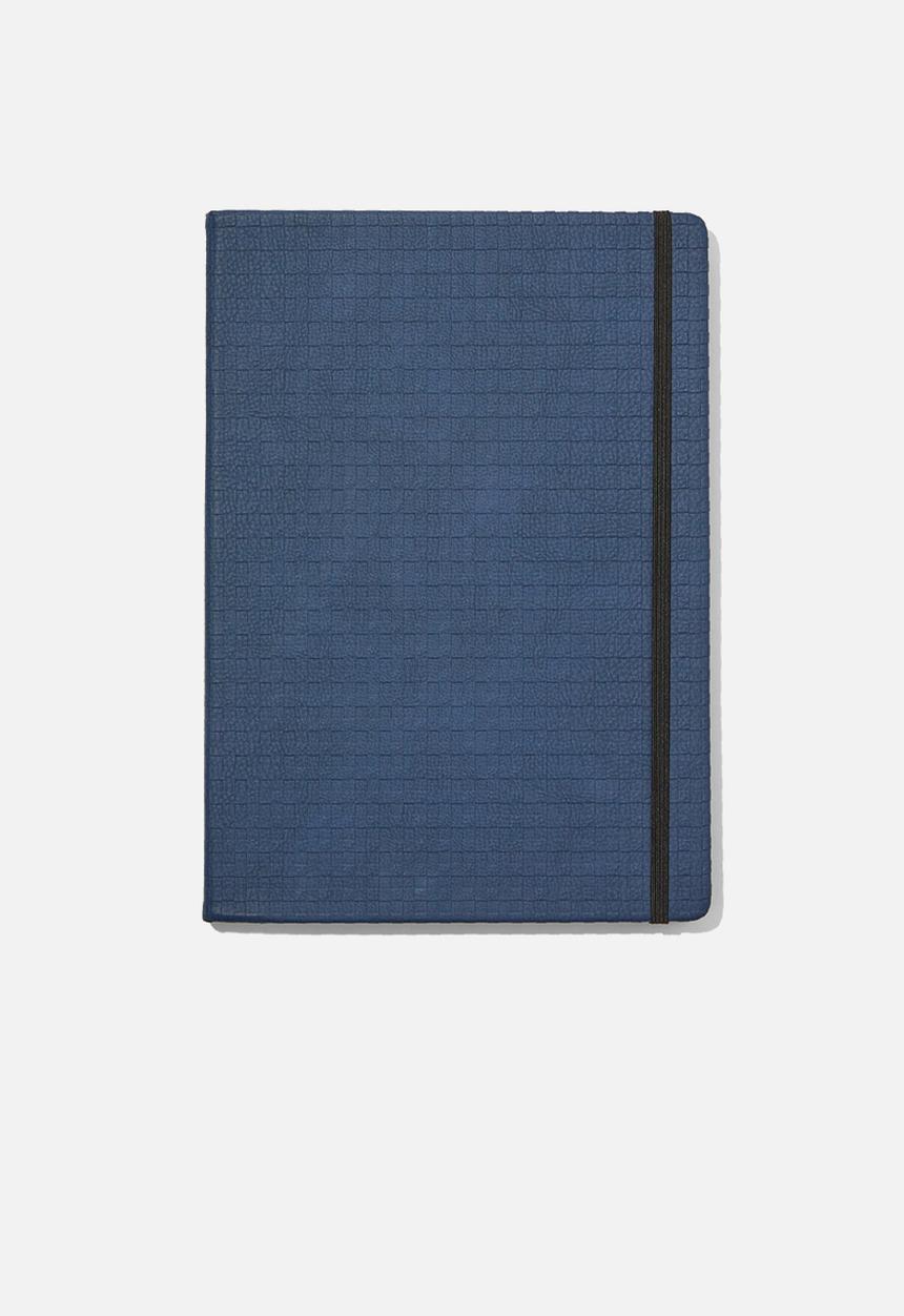 Typo - A4 premium buffalo journal - gingham navy debossed