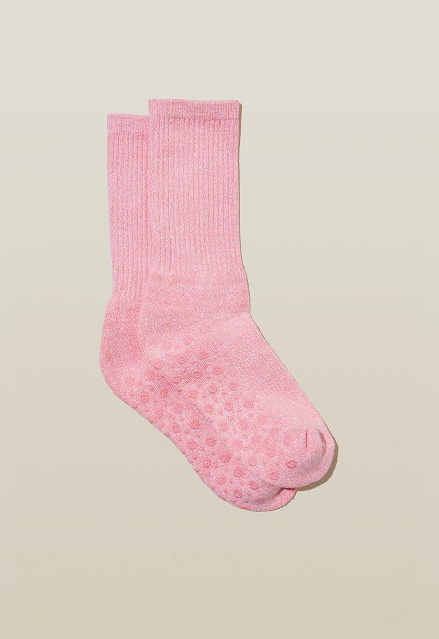 Cotton On - Performance studio crew sock - petal pink marle
