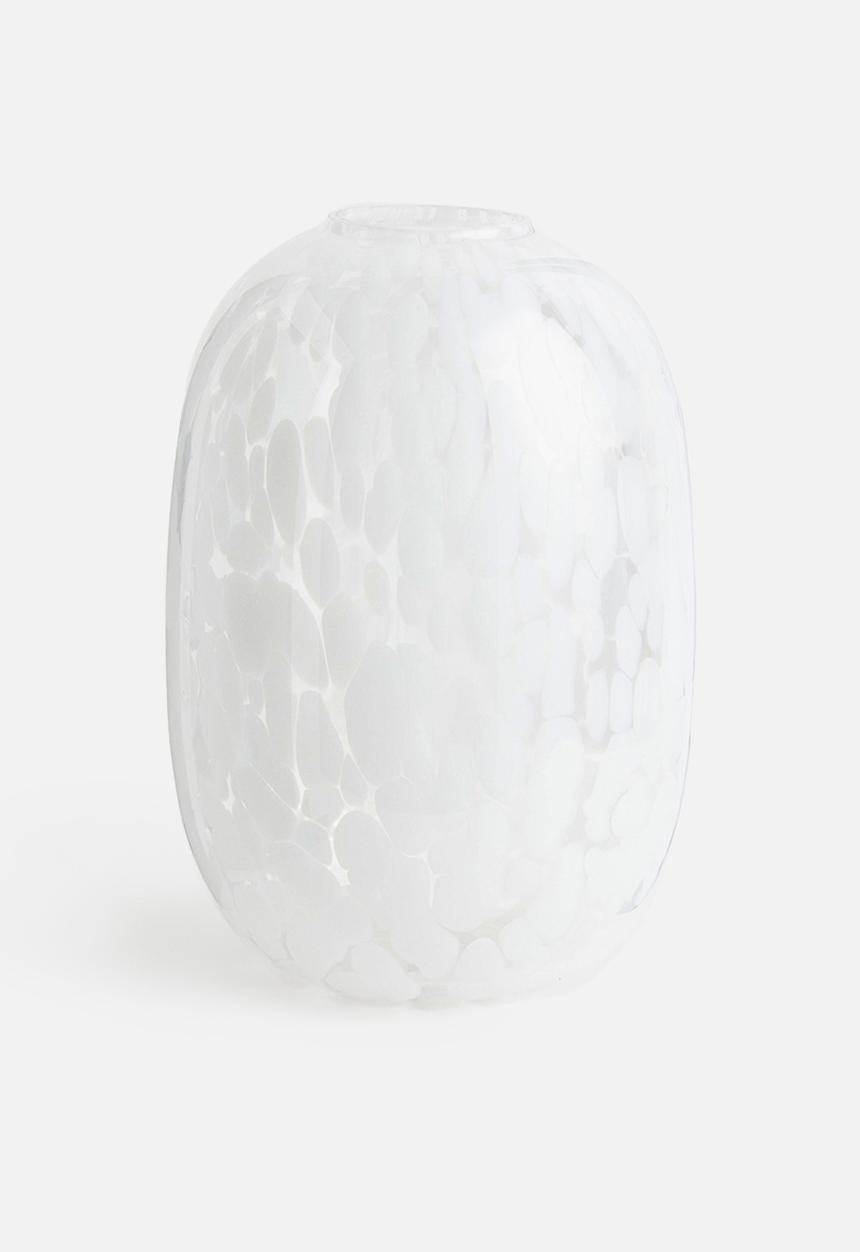 H&M - Patterned large glass vase - clear glass white