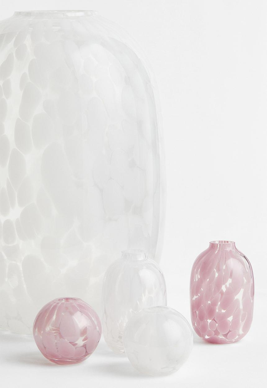 H&M - Patterned large glass vase - clear glass white