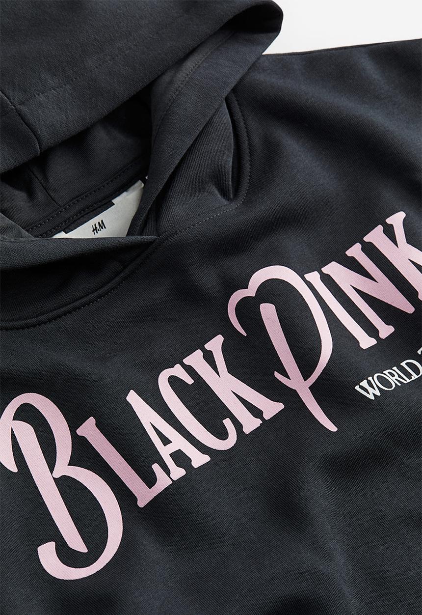 H&M - Oversized printed hoodie - dark grey black pink