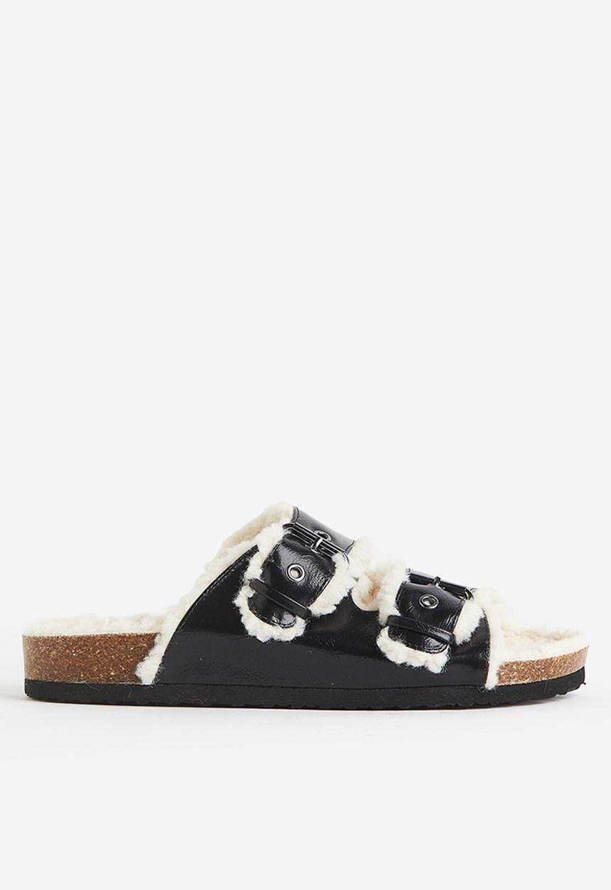 H&M - Teddy-lined slippers - black