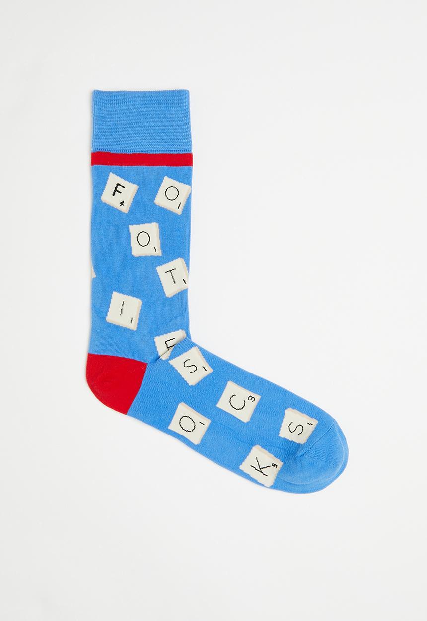 Foot-ies - Scrabble Tiles Organic Cotton Sock - Blue