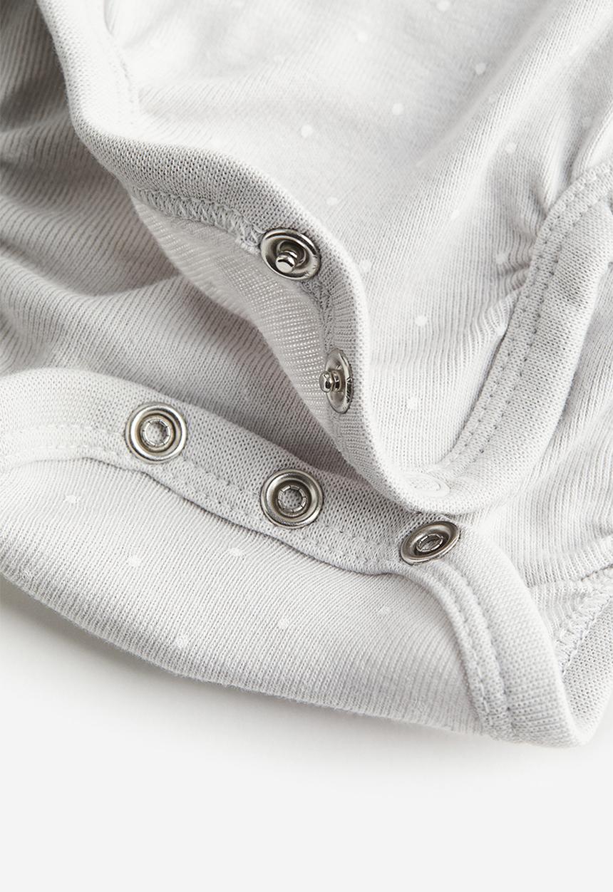 H&M - 3 pack long-sleeved bodysuits - white & grey spotted